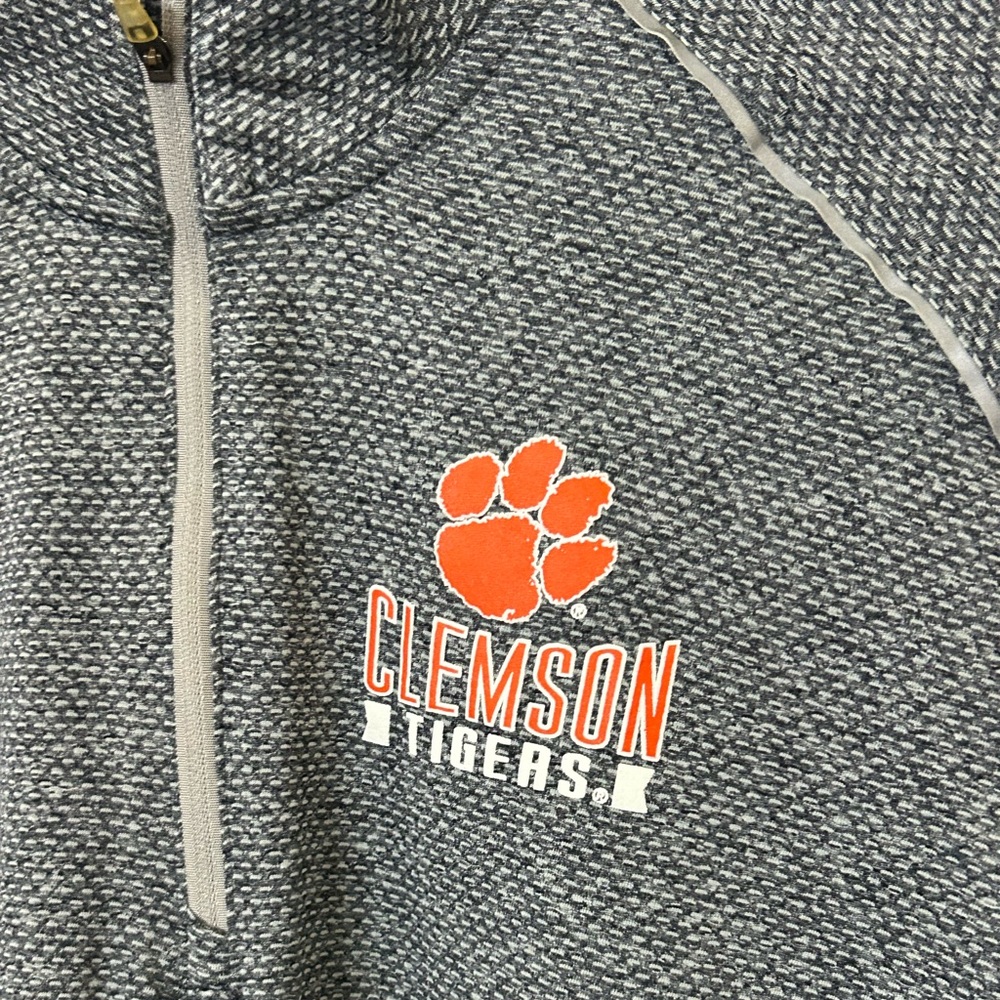 NCAA Clemson Tigers Gray Size Medium Champion Vapor PowerTrain 1/4 Zip Pullover - Picture 3 of 7